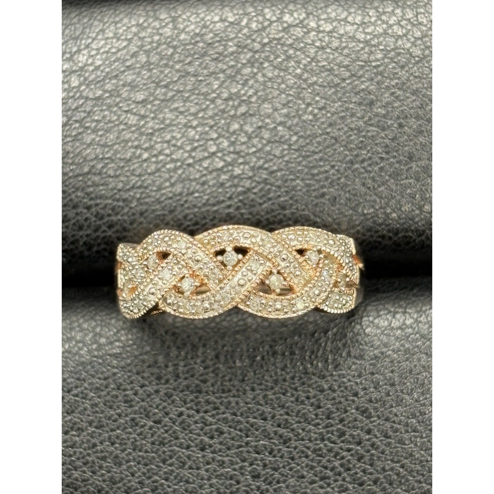 Vintage Rose Sterling Silver Genuine Diamond Ring Size 8 4 Grams H3